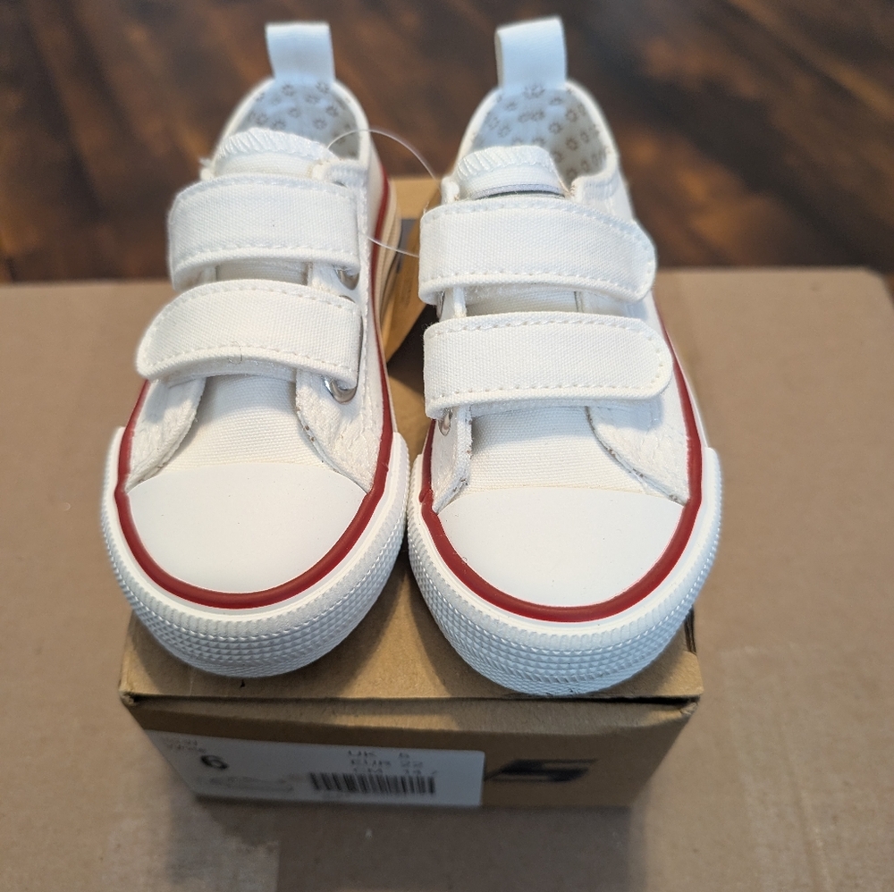 Stylish White and Red Kids Sneakers